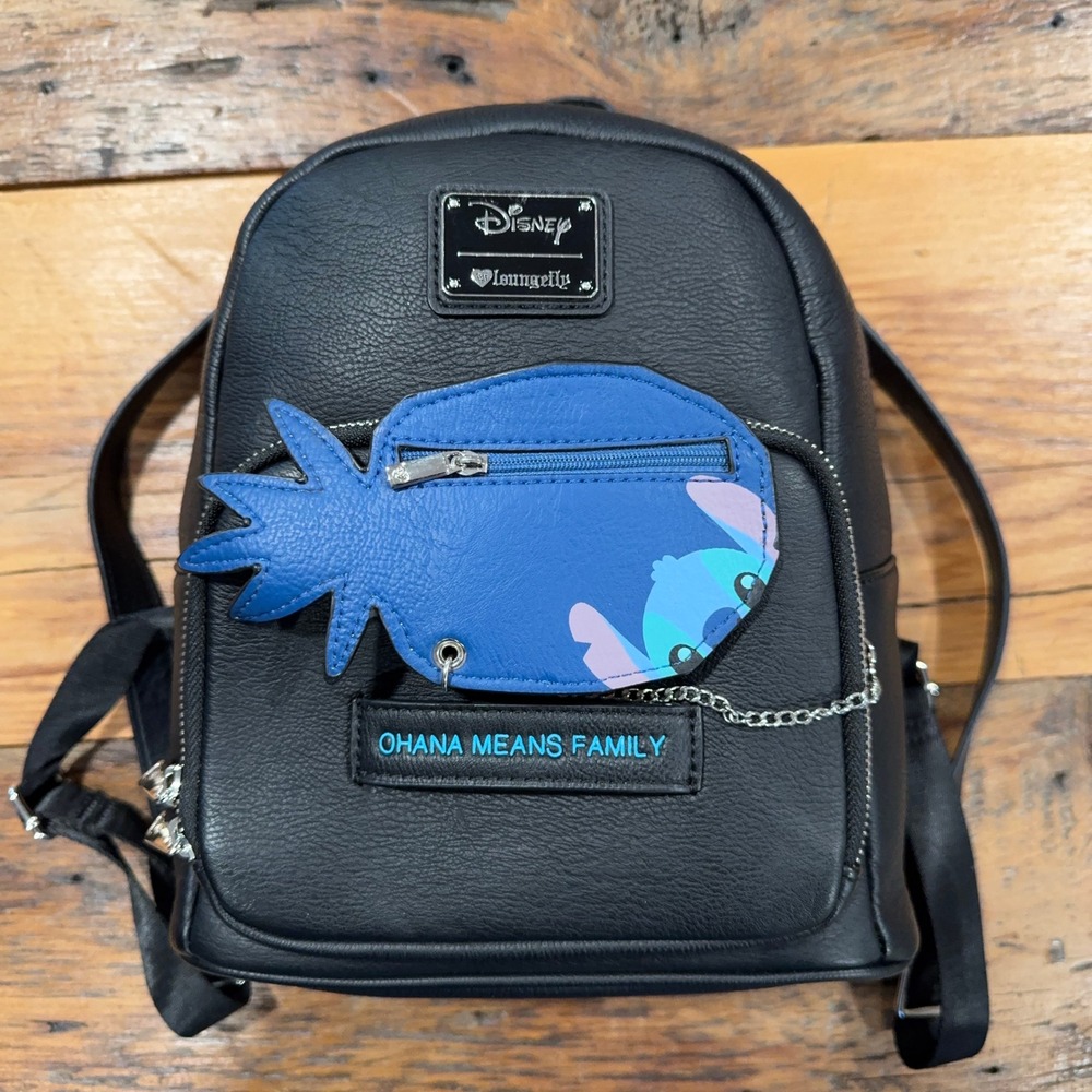 Loungefly Disney Lilo & Stitch Pineapple Ohana Means Family Mini Backpack‎ Black - Picture 2 of 14